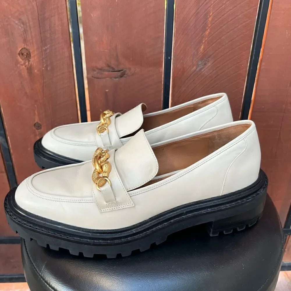 Tory Burch Jessa lug sole loafers cream size 10.5 NEW